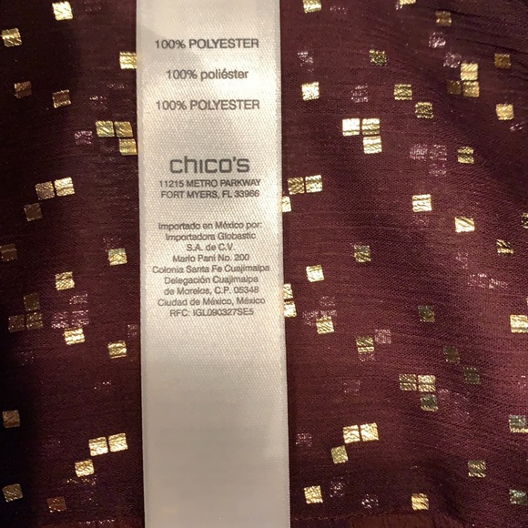 Chico’s size 1 sexy sheer sparkle button down blouse top - Picture 5 of 7